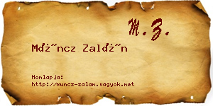 Müncz Zalán névjegykártya